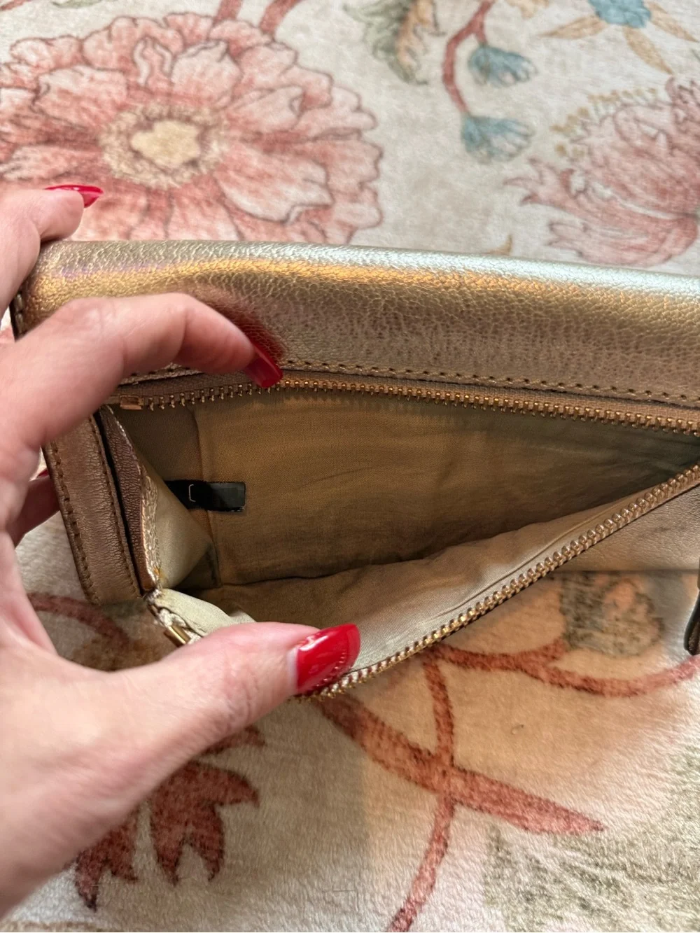 Chloé Metallic Gold Leather Long Wallet